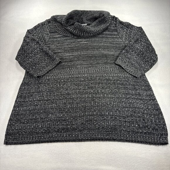 Catherines 0X Sweater Black White Cowl Neck Acrylic 3/4 Sleeve Size 0X - Picture 1 of 9
